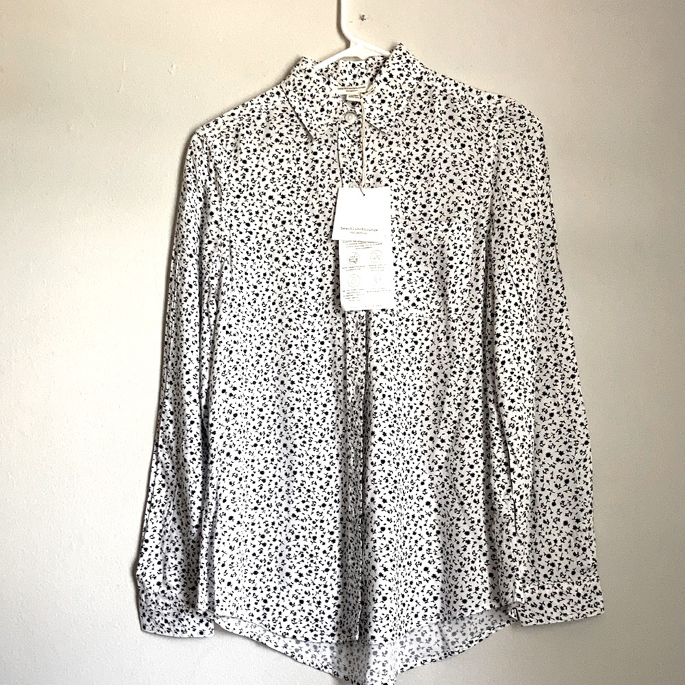 White patterned button down